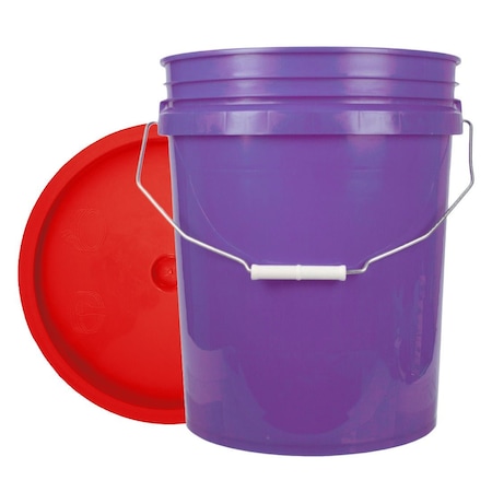 Bucket, 12 In H, Purple And Red